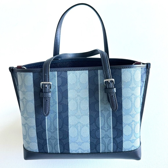 Coach Mollie Tote in Signature Navy and Light Blue Jacquard - Picture 3 of 6